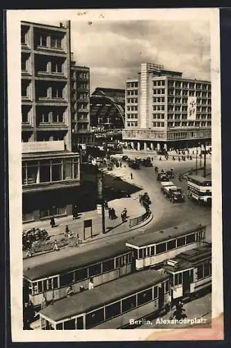 AK Berlin, Strassenbahn am Alexanderplatz