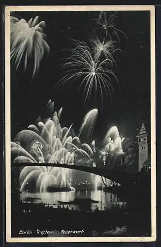 AK Berlin-Treptow, Feuerwerk an der Brücke