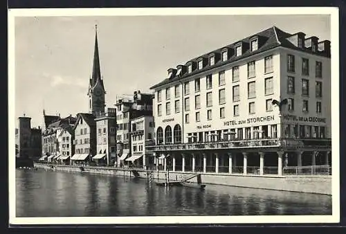AK Zürich, Hotel zum Storchen, Direktor E. C. Helfenberger, Kirche