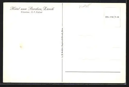 AK Zürich, Hotel zum Storchen, Direktor E. C. Helfenberger, Kirche