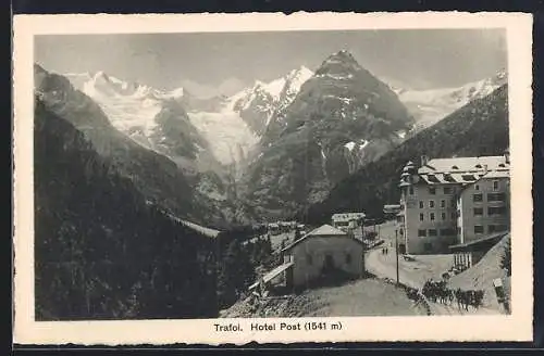 AK Trafoi, Hotel Post mit Strasse