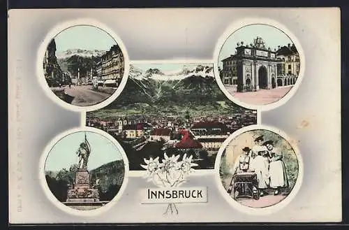 AK Innsbruck, Tor, Denkmal, Strassenpartie