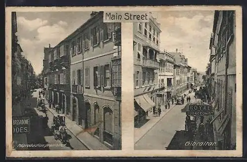 AK Gibraltar, Main Street, Two Views, Royal Tabaconist