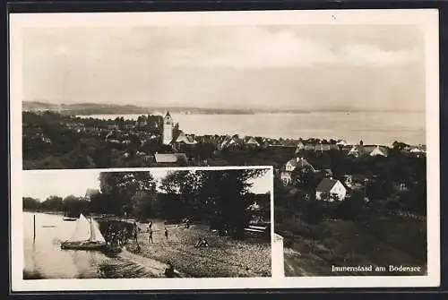 AK Immenstadt am Bodensee, Blick auf den Ort mit Badestelle