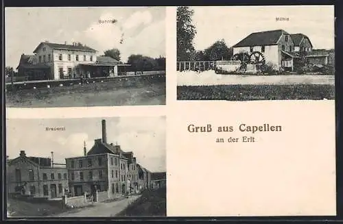 AK Capellen a. d. Erft, Bahnhof, Mühle, Brauerei