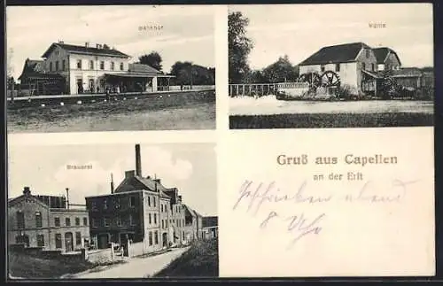 AK Capellen / Erft, Bahnhof, Mühle, Brauerei