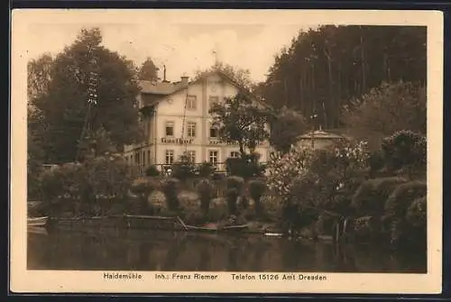 AK Langebrück i. Sa., Blick auf die Haidemühle