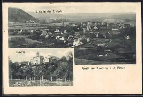 AK Crossen a. d. Elster, Schloss und Blick auf den Ort