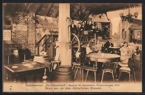 AK Berlin, Gasthaus Alt-Düsseldorf Atle Oefner`sche Brauerei, Friedrichstrasse 13-15, Innenansicht