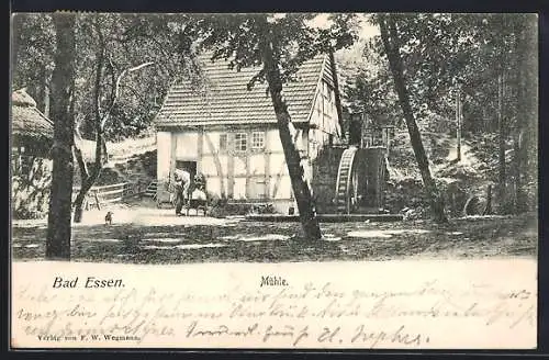 AK Bad Essen, Wassermühle, Müller mit Mehlsäcken
