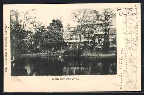 AK Hamburg-Eimsbüttel, Park Hotel mit Wasserpartie