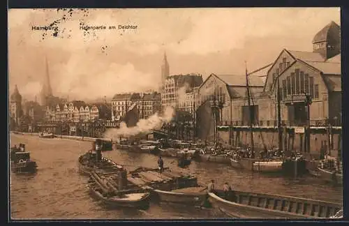AK Hamburg, Hafenpartie am Deichtor