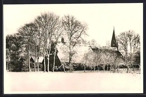 AK Lilienthal b. Bremen, Kirche im Schnee