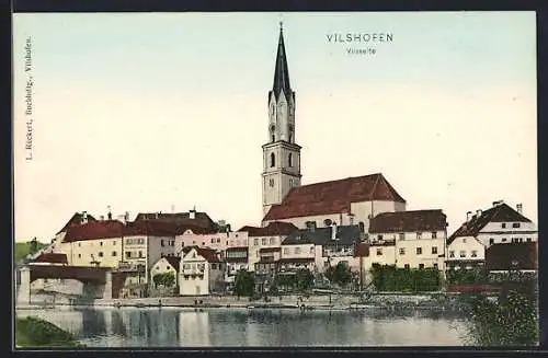 AK Vilshofen, Ortsansicht von der Vilsseite