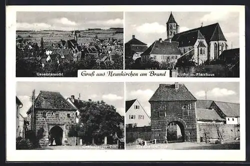 AK Neunkirchen / Brand, Gesamtansicht, Gräfenberger Tor und Kirche mit Pfarrhaus