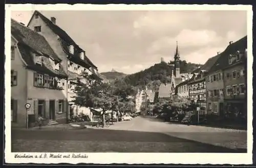 AK Weinheim a. d. B., Markt mit Rathaus