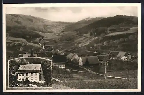 AK Endenburg, Gasthaus zum Pflug, Bes. Fam. Ohwald-Reif und Ortsansicht