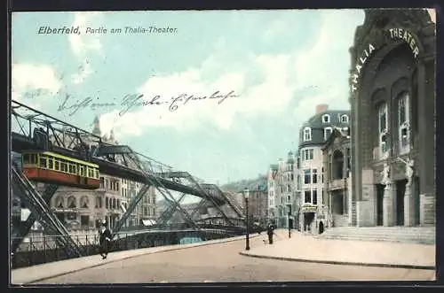 AK Elberfeld, Schwebebahn, Partie am Thalia-Theater