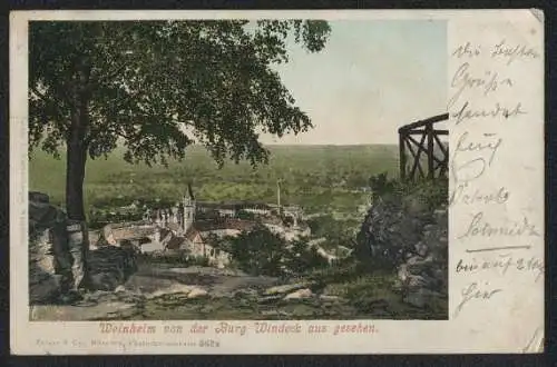 AK Weinheim / Bergstrasse, Weinheim von der Burg Windeck aus gesehen