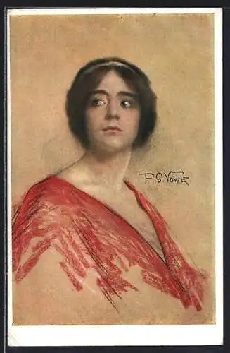 Künstler-AK sign. F. G. Vowe: Elegante junge Dame