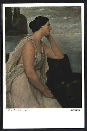 Künstler-AK sign. W. v. Schutter: Iphigenie blickt aufs Meer