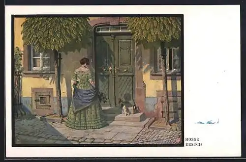 Künstler-AK sign. Hosse: Dame macht einen Besuch