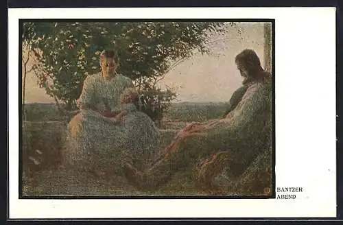 Künstler-AK sign. Bantzer: Familie am Abend