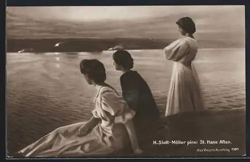 Künstler-AK sign. H. Slott-Möller: St. Hans Aften