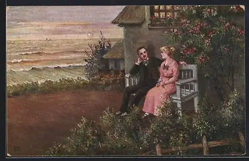 Künstler-AK sign. E. Frank: Das Haus am Meer