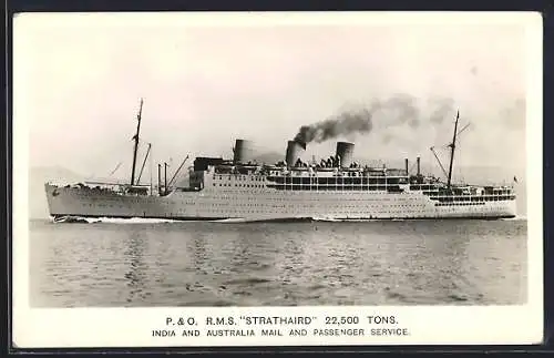 AK Passagierschiff RMS Strathaird in Fahrt, India and Australia Mail and Passenger Service