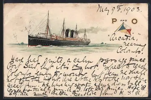 Lithographie Dampfer der P & O