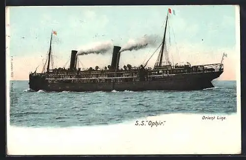 AK S.S. Ophir, Passagierschiff der Orient Line in Fahrt