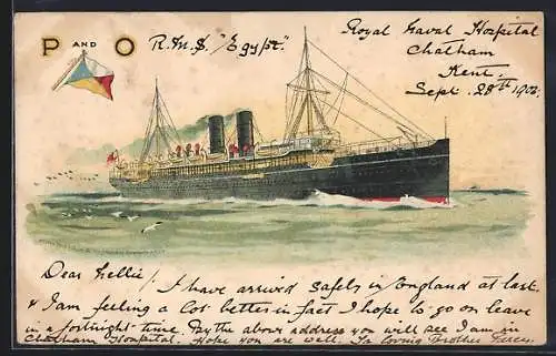 Künstler-AK Passagierschiff SS Persia der P & O