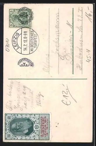 Künstler-AK Leipzig, XII. Deutsches Turnfest 1913, Turnvater Jahn