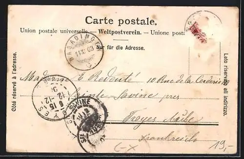 AK Basadingen, Schulhaus, Schmiedgasse und Totalansicht