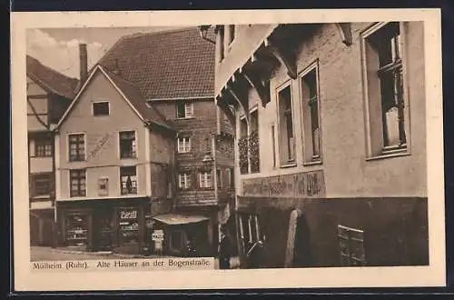 AK Mülheim / Ruhr, alte Häuser & Ladengeschäft in der Bogenstrasse