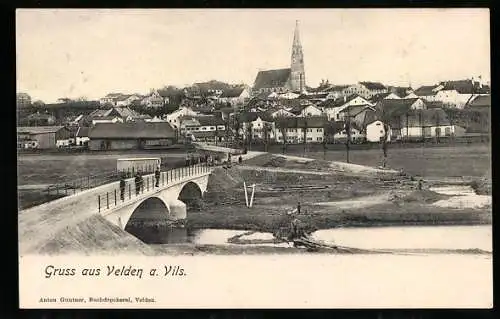 AK Velden an der Vils, Brücke und Stadtansicht