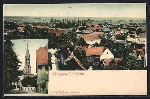 AK Rheinbischofsheim, Ortsansicht mit Kirche