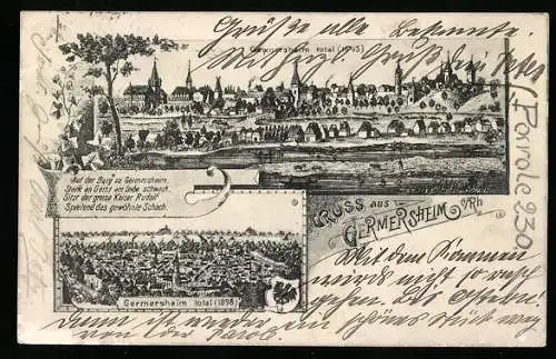 AK Germersheim / Rhein, Stadtansichten und Panorama mit Rheinbrücke