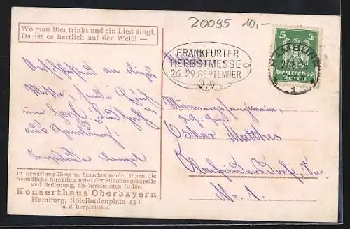AK Hamburg-St.Pauli, Konzerthaus Oberbayern am Spielbudenplatz 151 a.d. Reeperbahn
