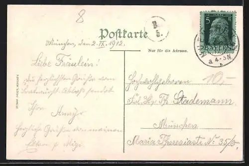 AK München-Thalkirchen, Strassenansicht mit Kirche und Wohnhäusern