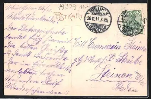 AK Müllheim i. B., Strasseneck an der Infanteriekaserne