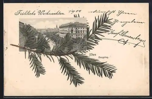AK Wien, Burgring aus der Vogelschau, Tannenzweig, Weihnachtsgruss