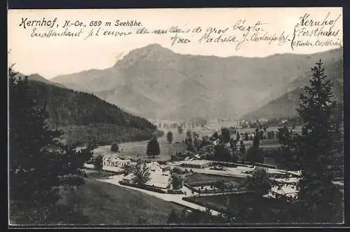 AK Kernhof /N.-Oe., Totalansicht mit Bergpanorama aus der Vogelschau