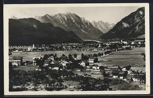 AK Reutte-Breitenwang in Tirol, Gesamtansicht mit Lechtaler Alpen aus der Vogelschau