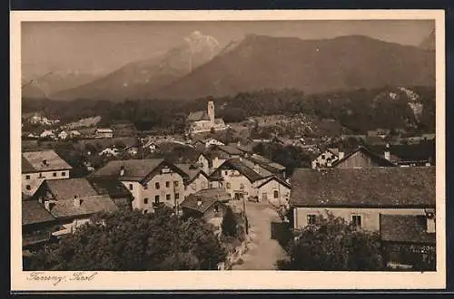 AK Tarrenz /Tirol, Totalansicht mit Bergpanorama aus der Vogelschau