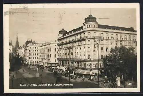AK Wien, Hotel Bristol mit Kärntnerstrasse aus der Vogelschau