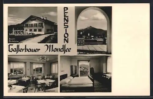 AK Mondsee, Pension Gasterbauer, Gebäude, Innenansichten, Ortsansicht