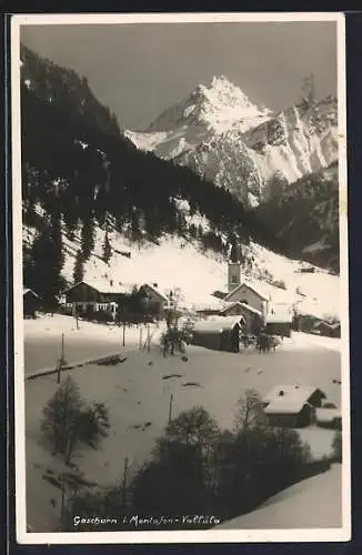 AK Gaschurn i. Montafon, Ortsansicht mit Vallüla im Winter