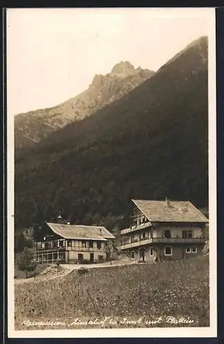 AK Imst, Alpenpension Linzerhof mit Bergspitze